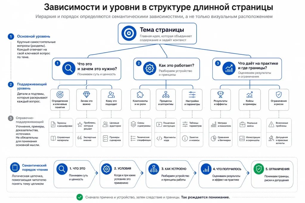 Схема информационной архитектуры длинной страницы