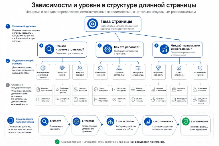 Схема информационной архитектуры длинной страницы
