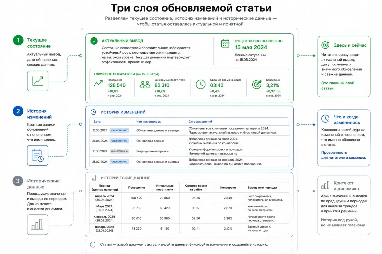Три слоя обновляемой статьи