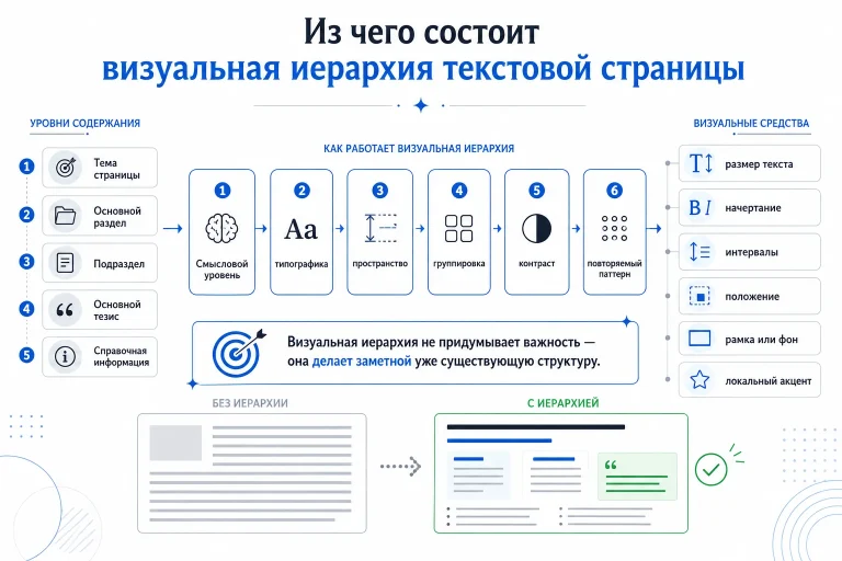 Схема визуальной иерархии текстовой страницы