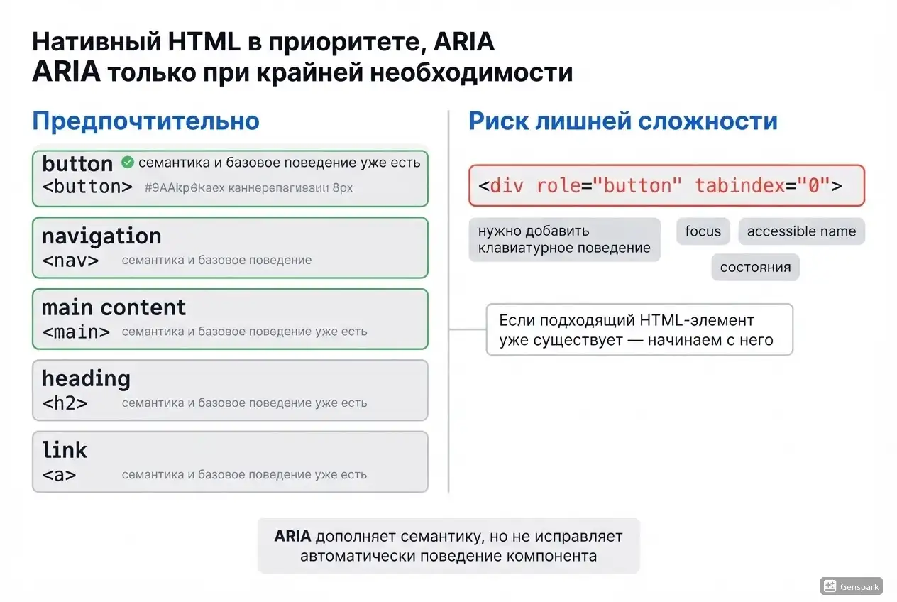 равнение нативного HTML и дополнительной ARIA-разметки