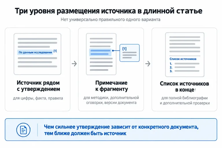 Три способа размещения источников
